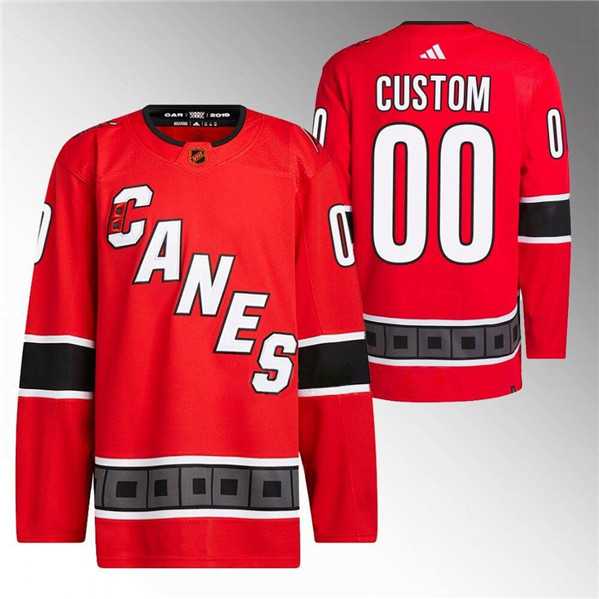 Men%27s Carolina Hurricanes Custom Red 2022-23 Reverse Retro Stitched Jersey